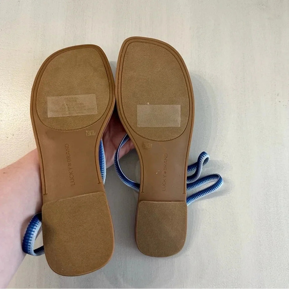 Lucky Brand Women’s Bizell Blue Striped Strappy Padded Sandal Size 7.5 GUC - Picture 7 of 7